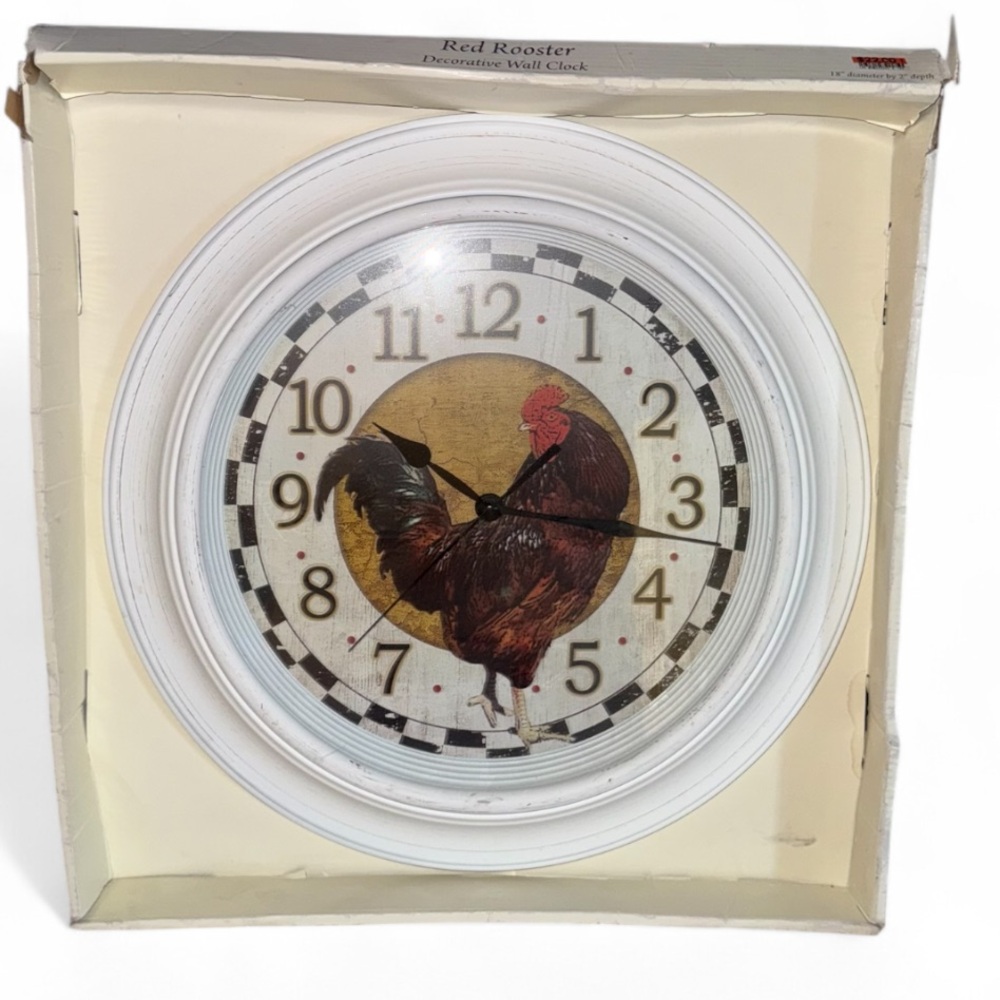 NWT’s Red Rooster Decorative Wall Clock Home Decor